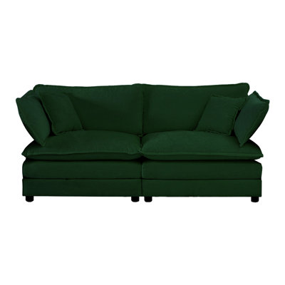 Modern Sofa Armless Deep Seat 2 Seater Chenille Fabric Sofa To Combine With Alternative Arms And Single Armless Sofa , Chenille
