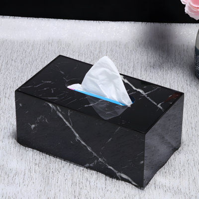 Elegant Wooden Tissue Box With Marble Design For Living Room And Hotel Decor