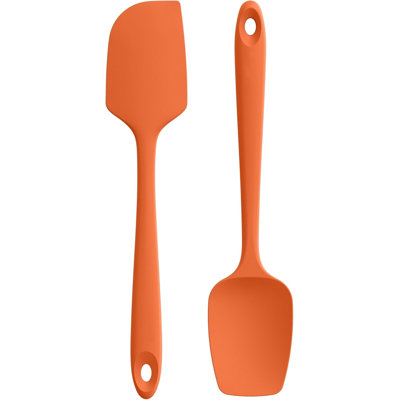 Spatule plate et cuillère en U U-Taste: grattoir en silicone résistant à la chaleur de 11,38 po à 600 ° F, ustensile de cuisine en caoutchouc flexible avec surface antiadhésive améliorée (ensemble de 2, orange)
