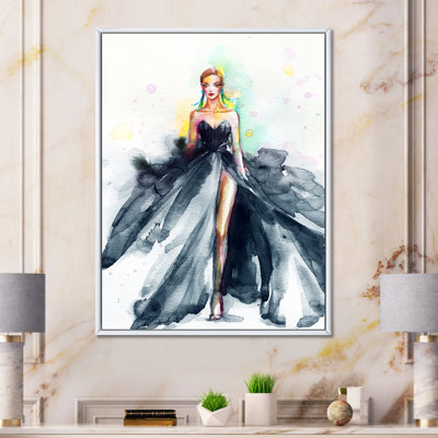 Black Elegant Fashion Woman Dress " Black Elegant Fashion Woman Dress " Watercolor Painting