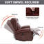 Fauteuil inclinable manuel à massage thermique avec chaise berçante et pivotante en cuir véritable pour le salon