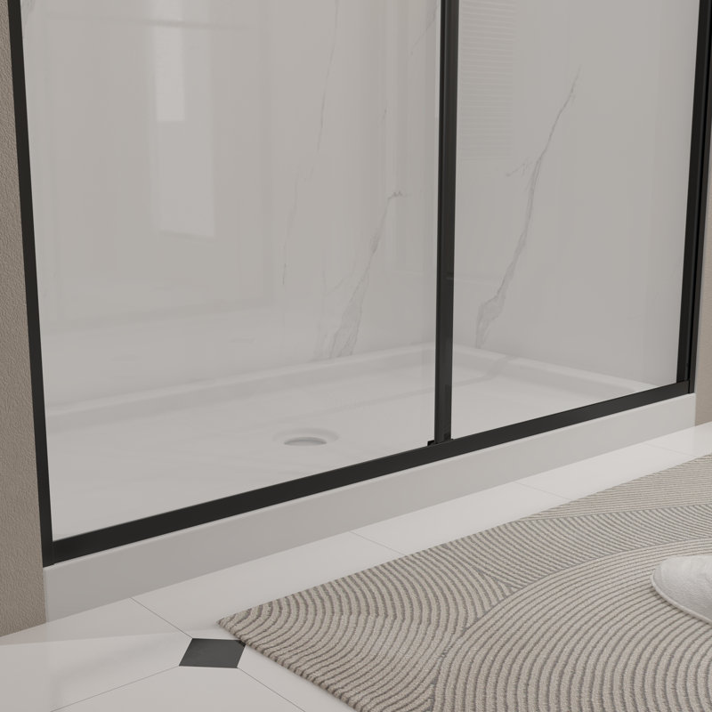 Porte de douche sans cadre 60 po x l 70 po x H 70 po, Noir mat
