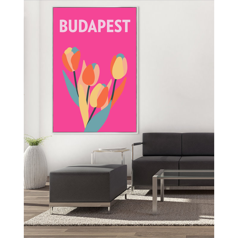Budapest Print, White Framed, 41" H x 27" W