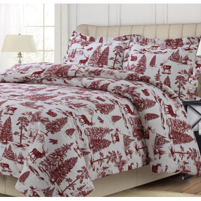 Cabin / Lodge Flannel Toile Duvet Cover