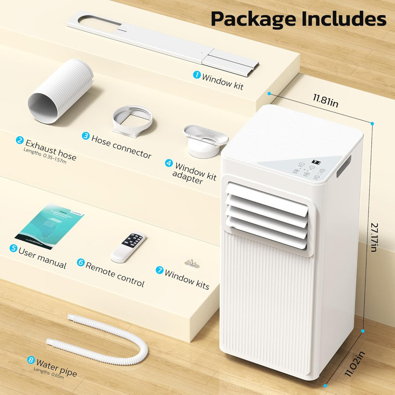 Cowsar 10,000 BTU Portable Air Conditioners for Rooms up to 550 Sq Ft, 4 Modes Portable AC Unit with Cool/Fan/Dehumidifier/Sleep, Remote Control & 24H Timer, Energy Saving for Bedroom, Apartments