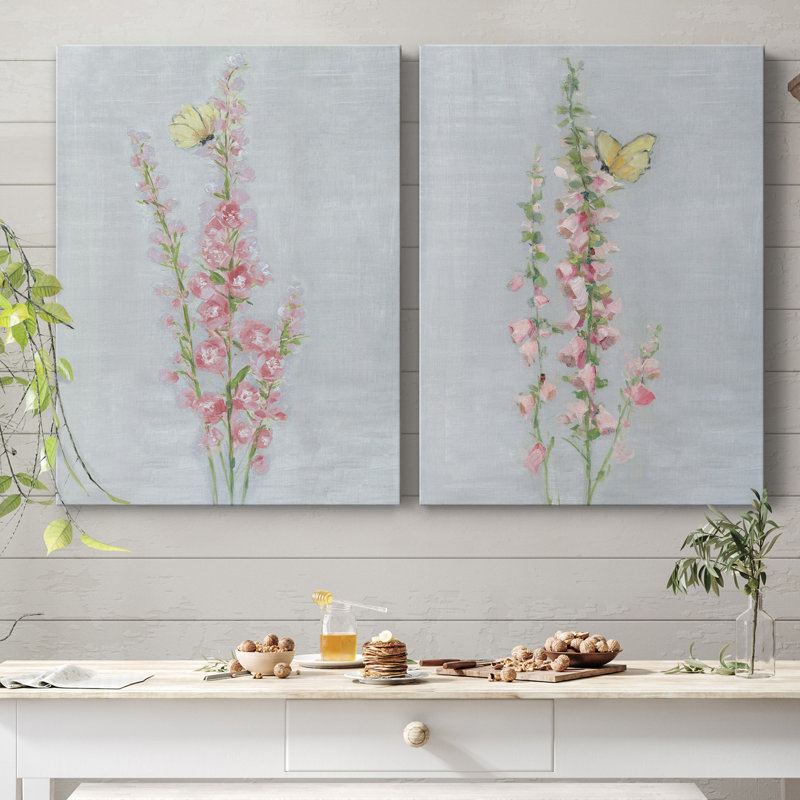 Foxglove Garden I - ensemble de 2 reproductions, Pas de tapis, H 12 po x l 16 po x P 1 po, Toile tendue