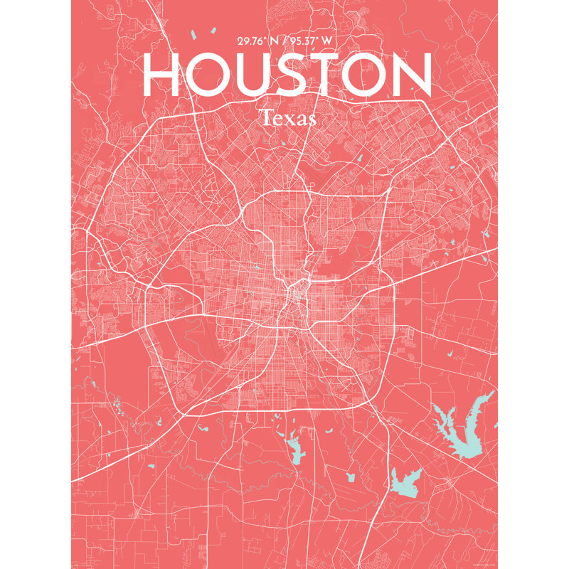 " Houston City Map ", 17" H x 11" W
