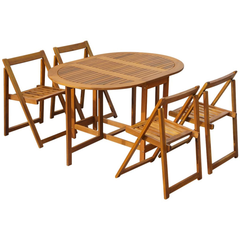 4 - Person Acacia Wood Patio Dining Set with Oval Table