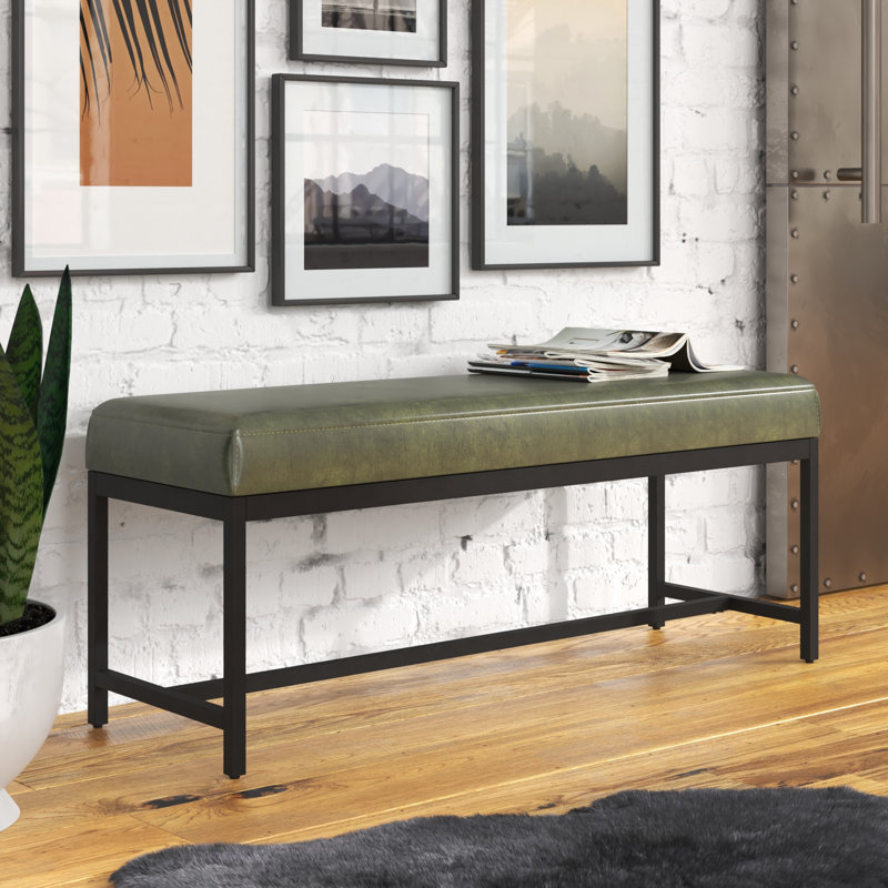 Banc en similicuir Alcott, Vert foncé