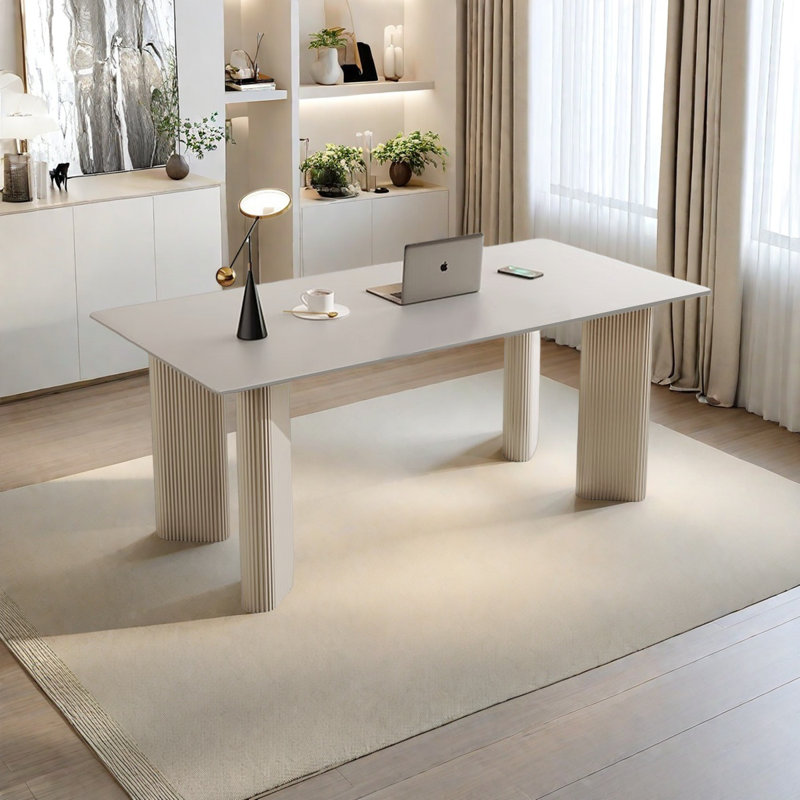 Bureau de style crème, H 29,53 po x l 70,87 po x P 31,5 po