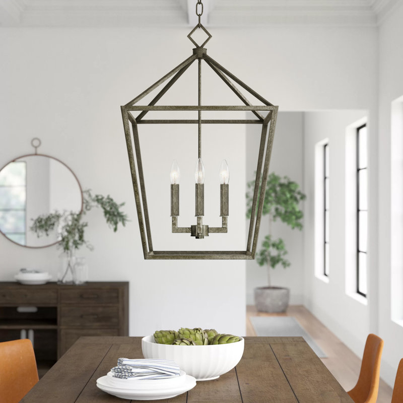 Lustre géométrique à 4 lumières Poisson, Argent argent, H 22,5 po x l 16 po x P 16 po