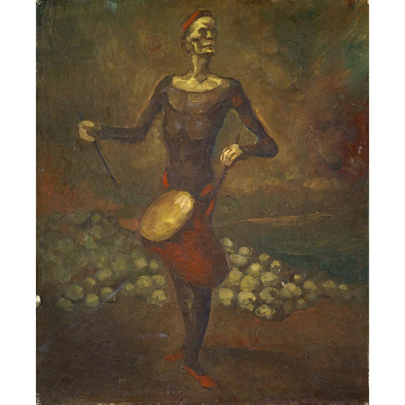 «Macabre Drummer» par Johannes Robert Schurch - Art mural sur toile tendue avec châssis, H 24 po x l 17 po