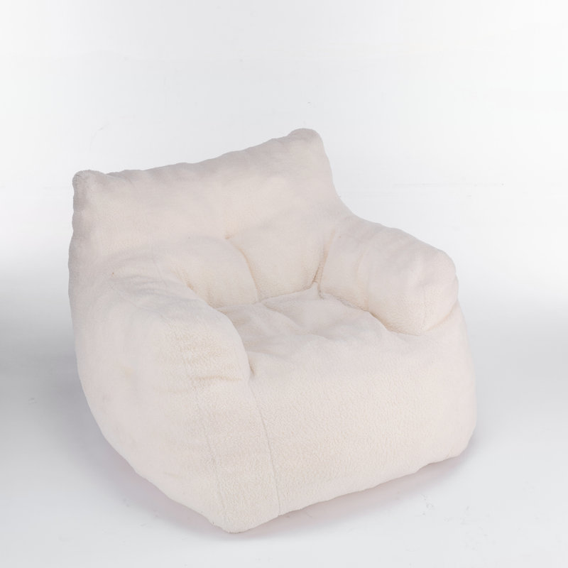 Fabric Bean Bag Chair, Ivory Velvet