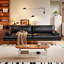 Canapé modulaire noir en cuir véritable-129159980