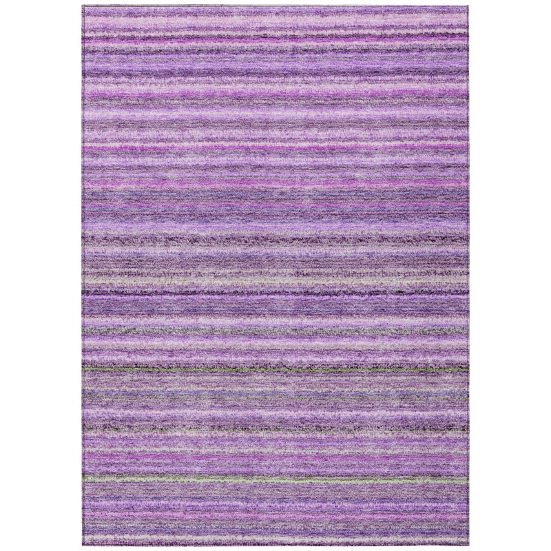 Tapis intérieur lavable rayé mauve 5 pi x 8 pi aubergine et lilas