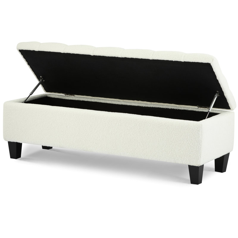Banc avec repose-pieds 51 pouces avec rangement, capacité de 300 lb, pieds en bois d'hévéa, repose-pieds multifonctionnel