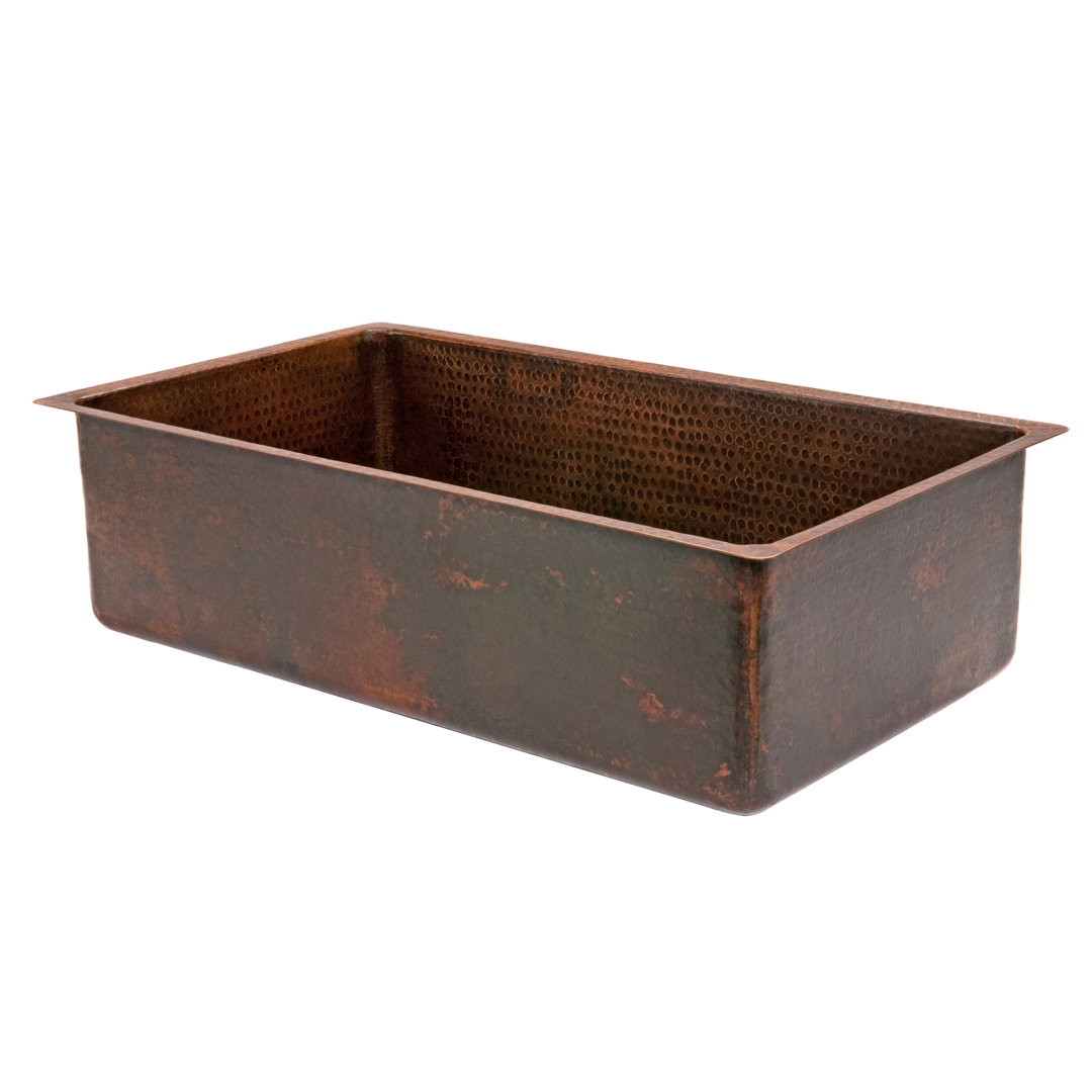 33" Hammered Copper Single Basin Kitchen Sink Premier Copper Products