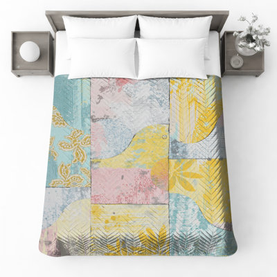 Patchwork Floral Abstract Quilted Bedspread All Sizes
