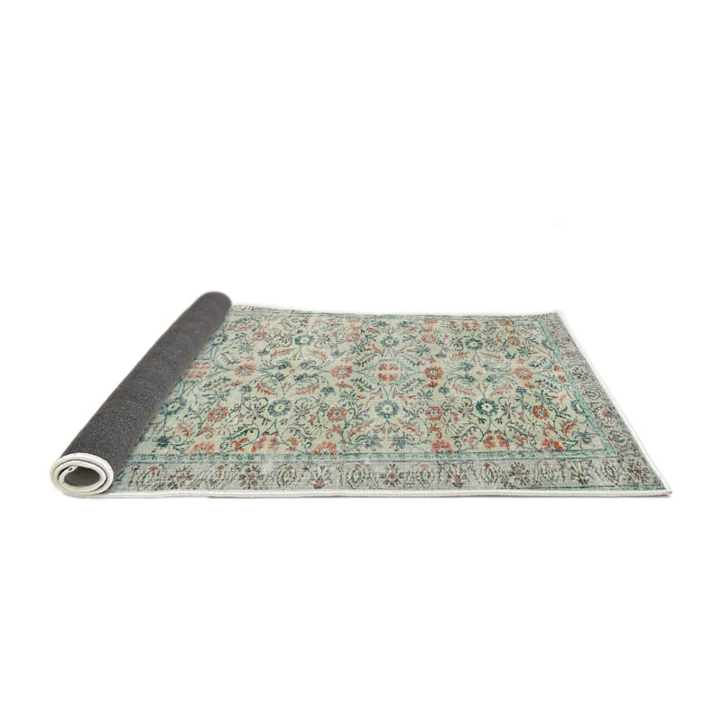 Tapis beige/bleu/rouge traditionnel, Rond 4 pi