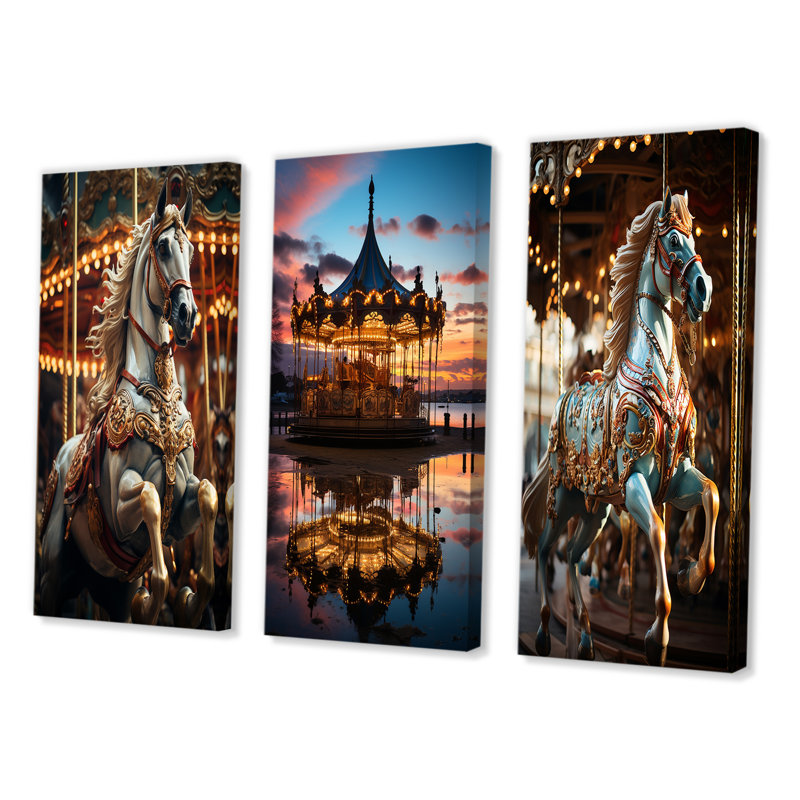 " Carousel Carousel Carousel " 3 - Pieces, Wrapped Canvas, 40" H x 60" W