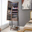 Armoire à bijoux avec miroir à DEL 3 couleurs Wrought Studio ™ avec brun clair rustique intégré-1608337581
