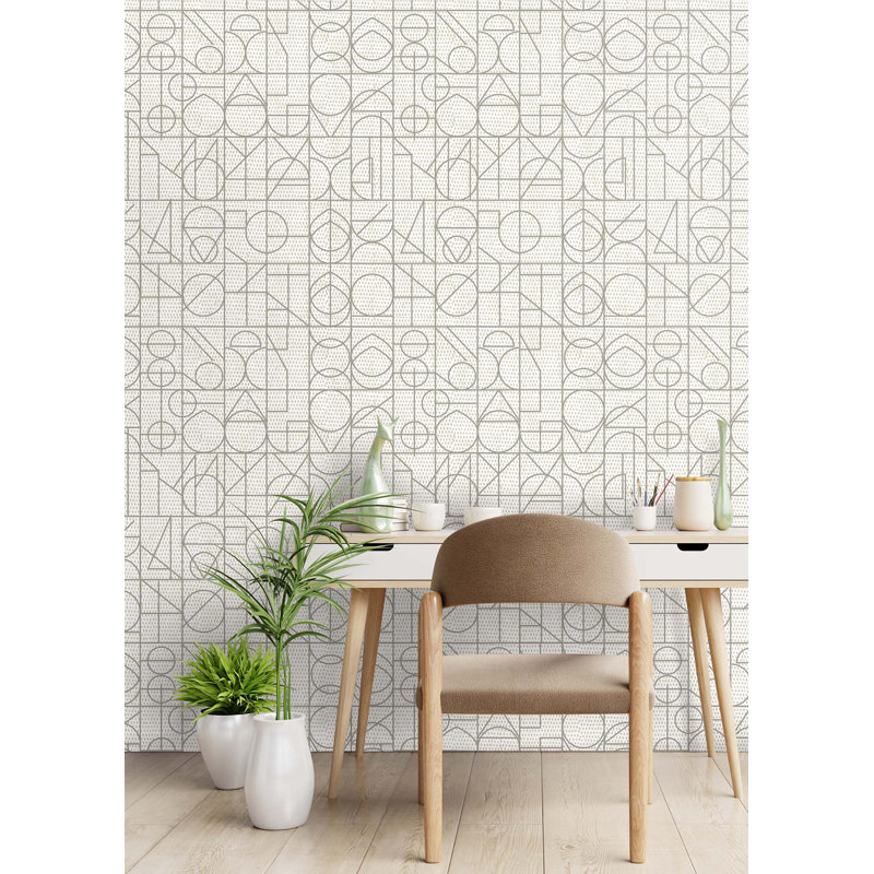 Kali 10' L x 25" W Wallpaper Roll, Taupe, Self-Adhesive, Peel & Stick