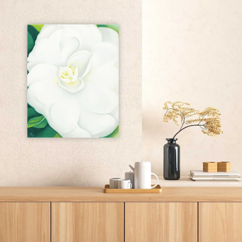 «Green Camelia», art mural vert sur toile tendue pour décoration de salon, de chambre à coucher ou de bureau - 24 x 32