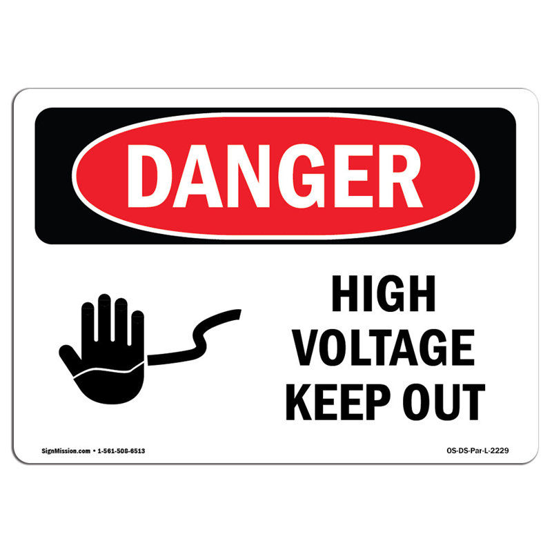 Danger Sign, 12" H x 18" W x 0.1" D
