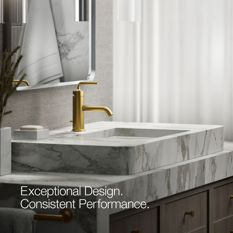 Purist® Single Hole Bathroom Faucet with Drain Assembly, Vibrant Brushed Moderne Brass
