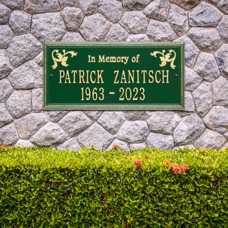 Plaque commémorative Wilmington «In Memory of», Oui, Vert / or