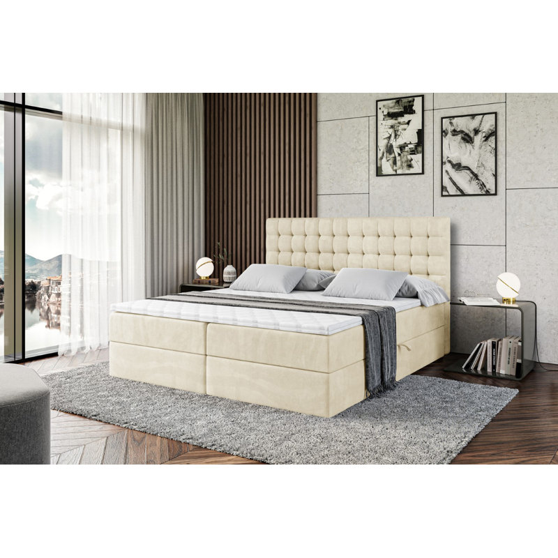 Bed with Mattress, 120 x 200cm, Beige