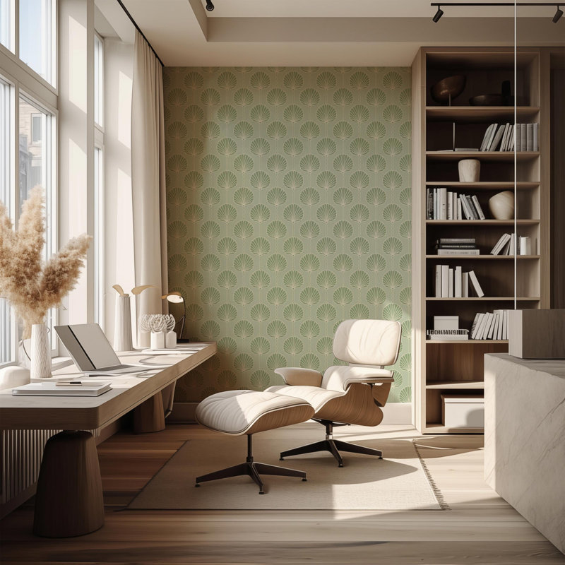 Deco Lily - Wallpaper, Teal, Peel & Stick