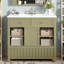 Meuble-lavabo 36 po - coin rabattable, 7 tablettes ouvertes et tiroir à ouverture par pression. Structure en bois massif, plateforme de robinet 4 po, étoile de rangement compacte-1015250957