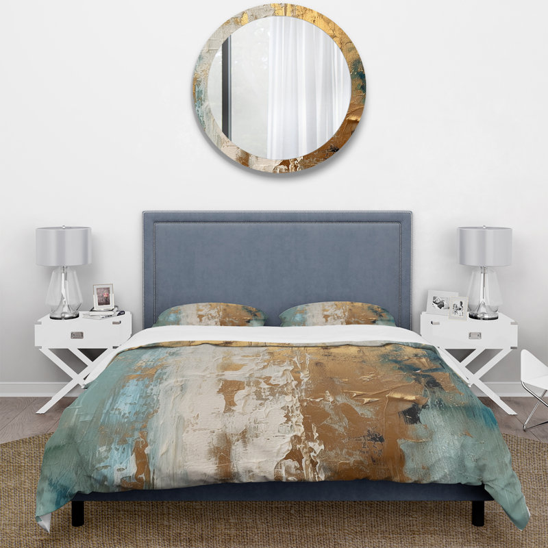 Ensemble de housse de couette abstraite Gilded Daydreames VII - microfibre de polyester