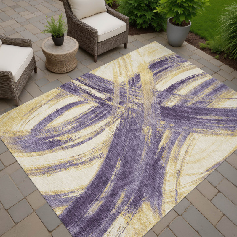 Machine Washable Indoor/Outdoor Lockway ACN2421 Abstract Rug, Rectangle 5' x 7'6"