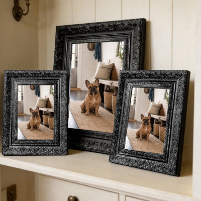 Cadre simple 3 pièces 5 "x 7" noir pour décor de salon