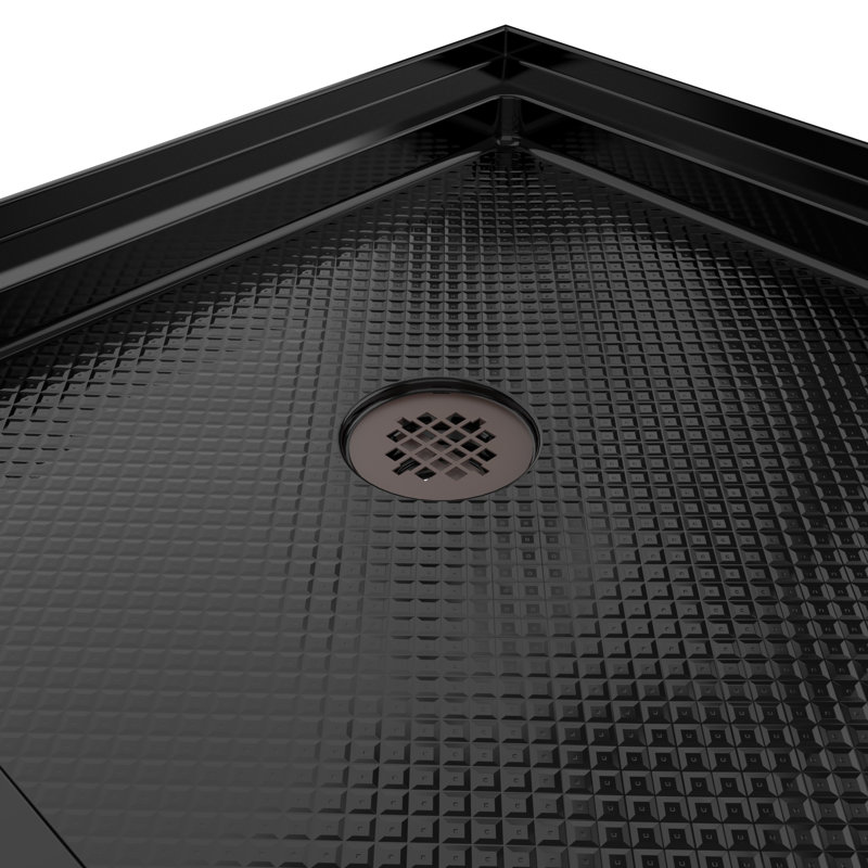 DreamLine SlimLine 36 inch D x 60 inch W x 2 3/4 inch H Single Threshold Black Alcove Shower Base with 2 inch Oil Rubbed Bronze Left Round Drain