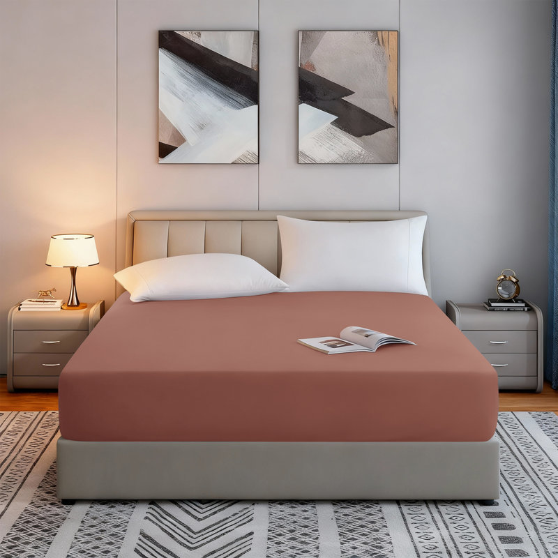 Tanvish Luxury Microfiber Fitted Sheet - 40 cm Deep Pocket, Ultra-Soft - Wrinkle-Free and Easy Care, Double (4'6), Peach