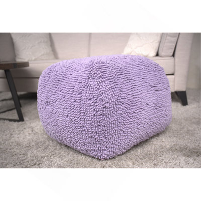 Spongy Microfiber Square Pouf, Lavender