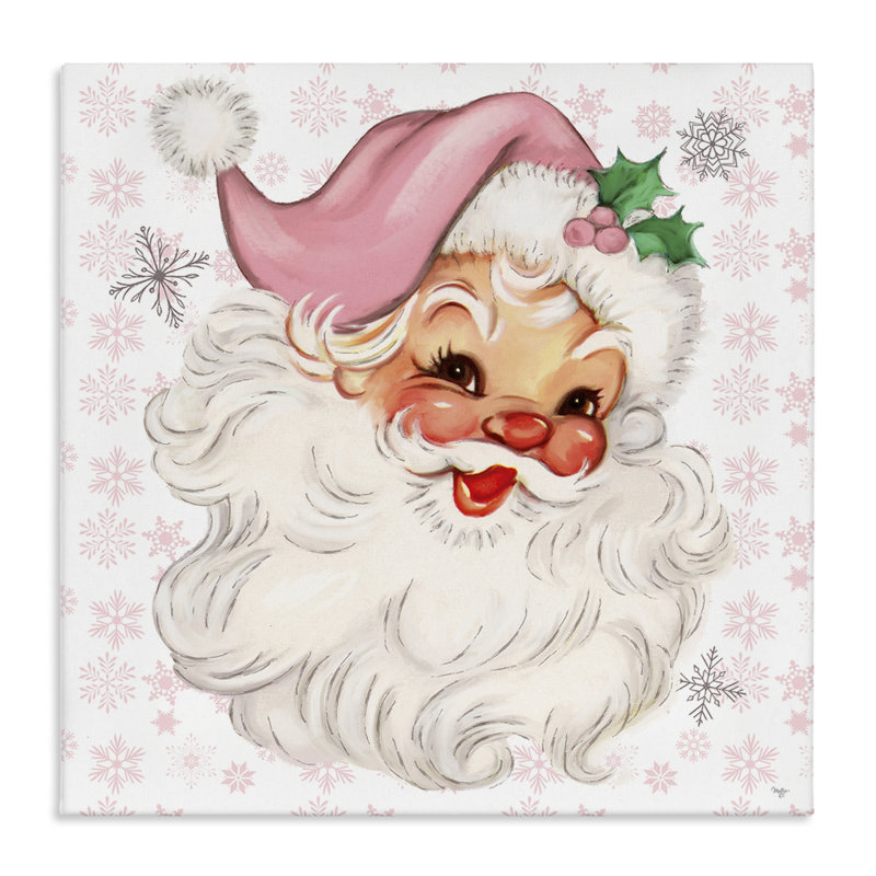 Toile pastel rétro Jolly Santa, design par Mollie B., H 17 po x l 17 po