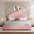 Bensu Luxury Curve-Shaped Headboard Bed Frame, Elegant Boucle Upholstered Platform Bed with Modern Design-756670529-756670532