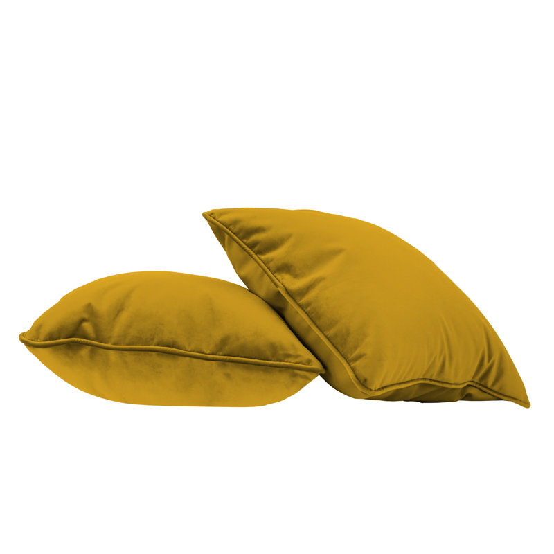 Rectangle Lumbar Microfiber Pillow with Piping, 2-pack, Square 18", Dijon