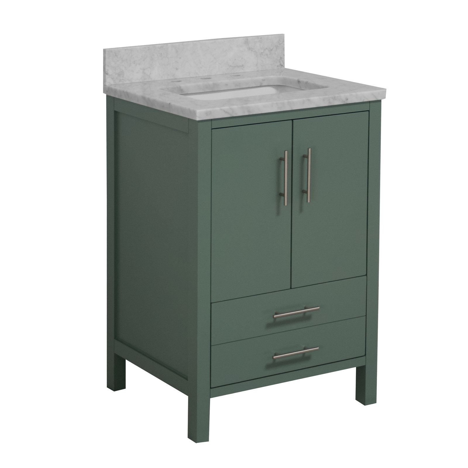 Kiara 24'' Single Bathroom Vanity, Sage Green, Carrara Marble