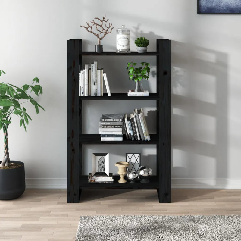 Ireatha 125 cm H x 80 cm W Room Divider Bookcase, Black