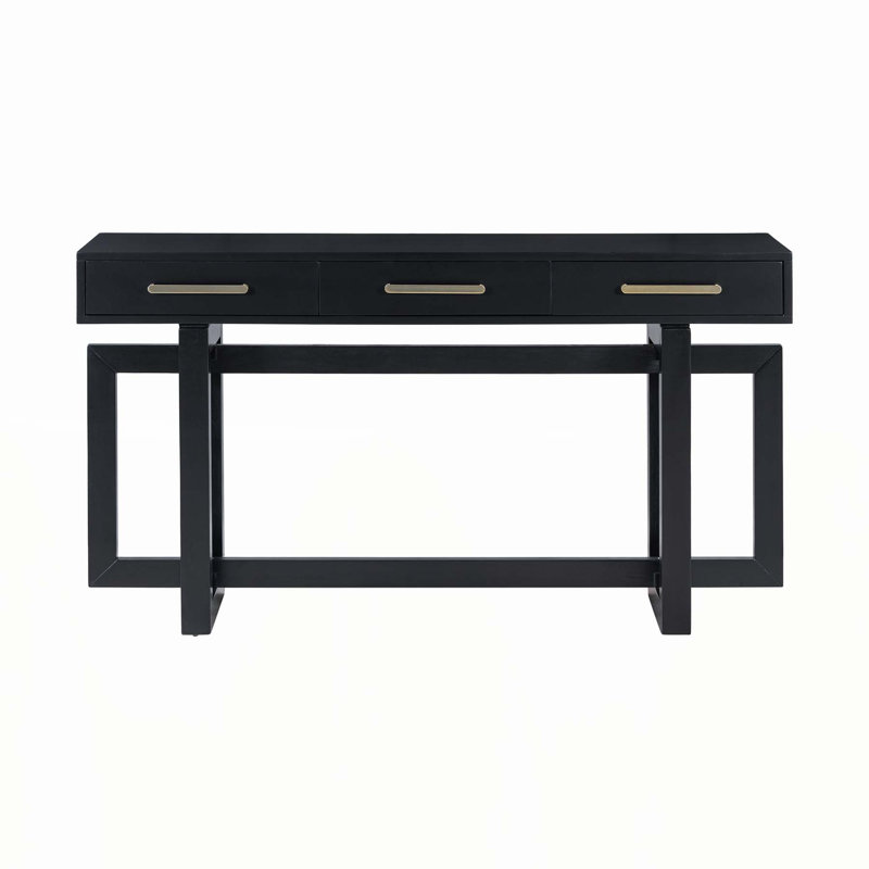 Elegant Console Table with Three Drawers for Various Rooms, Enhancing Space and Style., Black