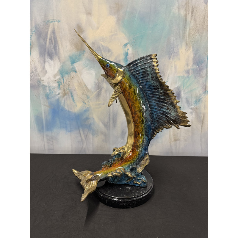 Sculpture en bronze coulé « Phare d'Azur », Blue, Black
