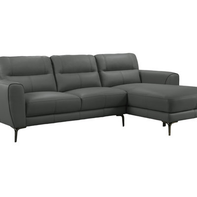 Top Grain Leather 2Pc Sectional Set Right Facing Chaise Left Facing Sofa Living Room Furniture