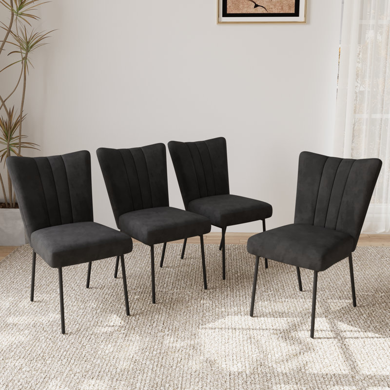 Daina Modern Kitchen Dining Chairs, Upholstered Dining Chairs, Conference Chairs (4 Chairs), Black, 4