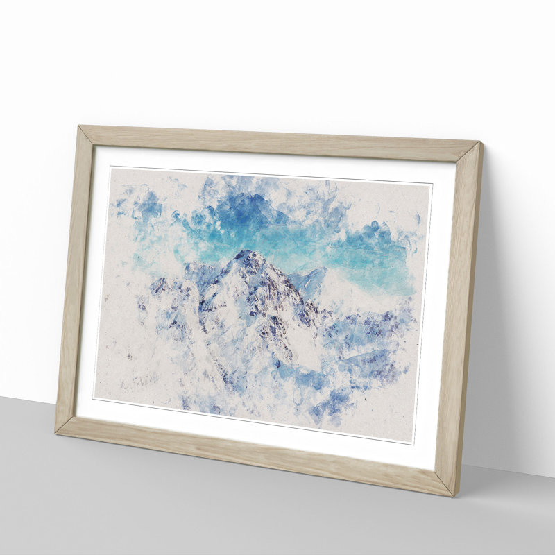 The Alps in Austria Watercolour - Picture Frame Graphic Art Print, 40cm H x 60cm W x 2cm D, Oak Framed