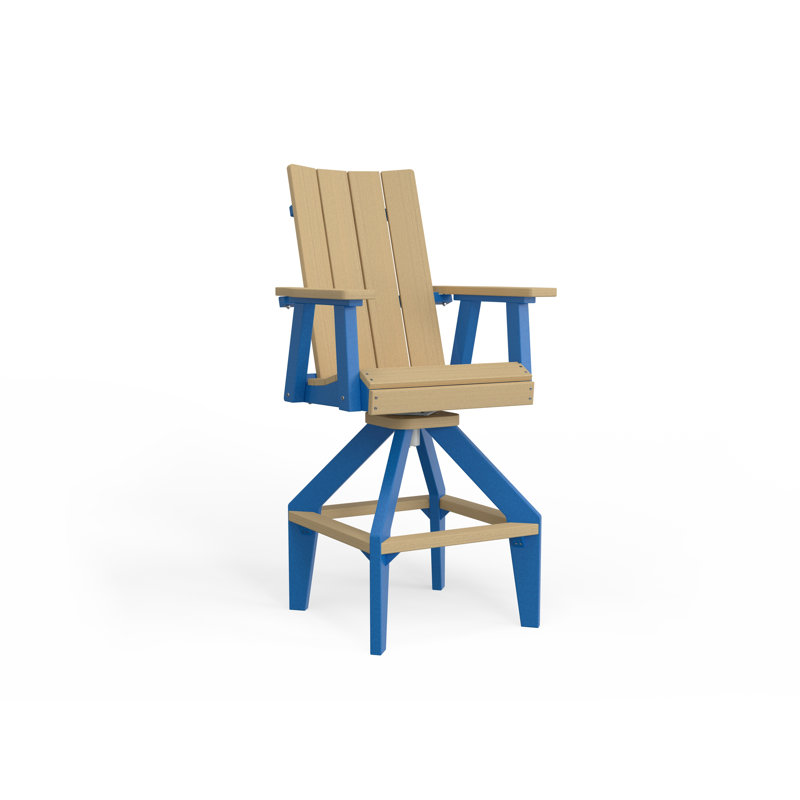 SOL Outdoor Bar Stool, Pacific Blue, White